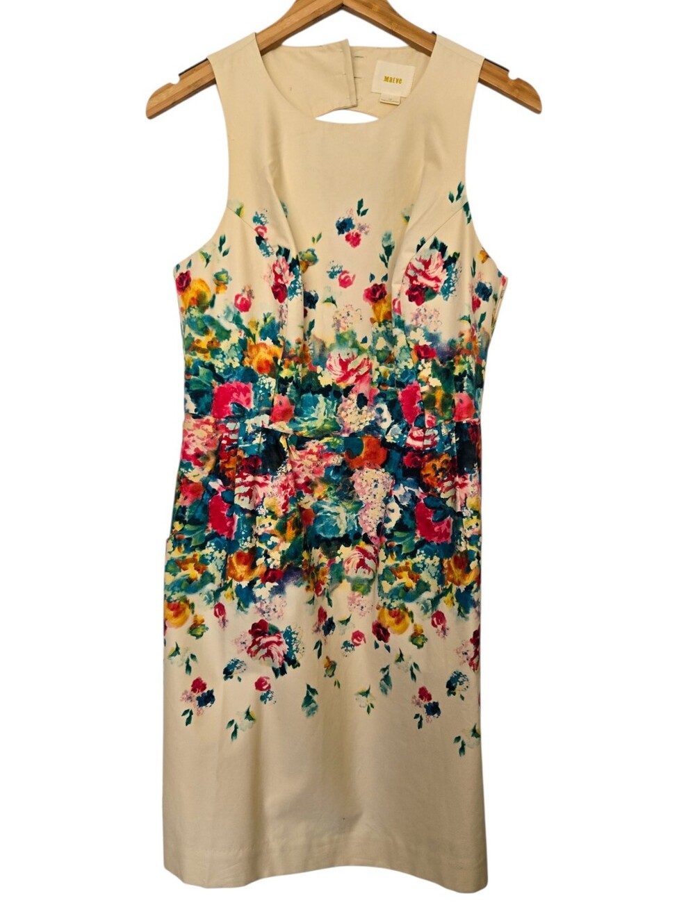 Anthropologie Maeve Watercolor Floral Sheath Dress Pockets Size 12 - Picture 2 of 8